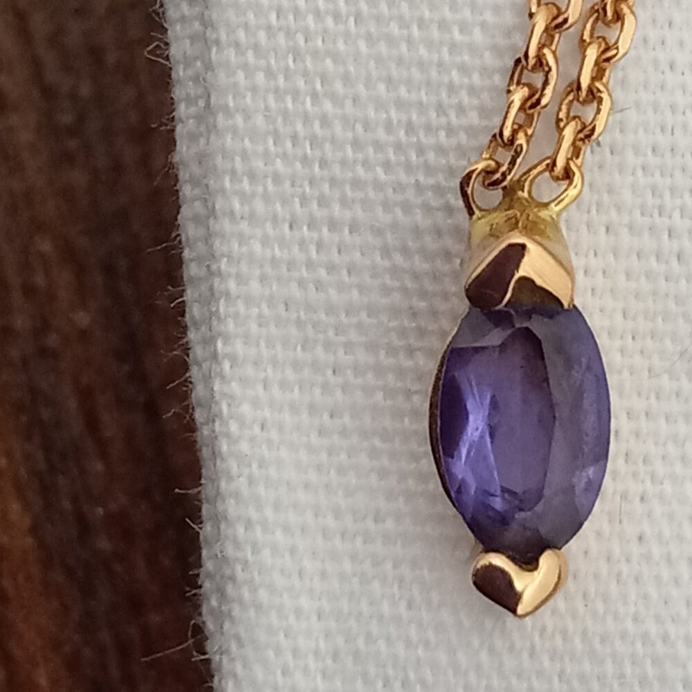 Custom necklace - 14k rose gold, purple sapphire